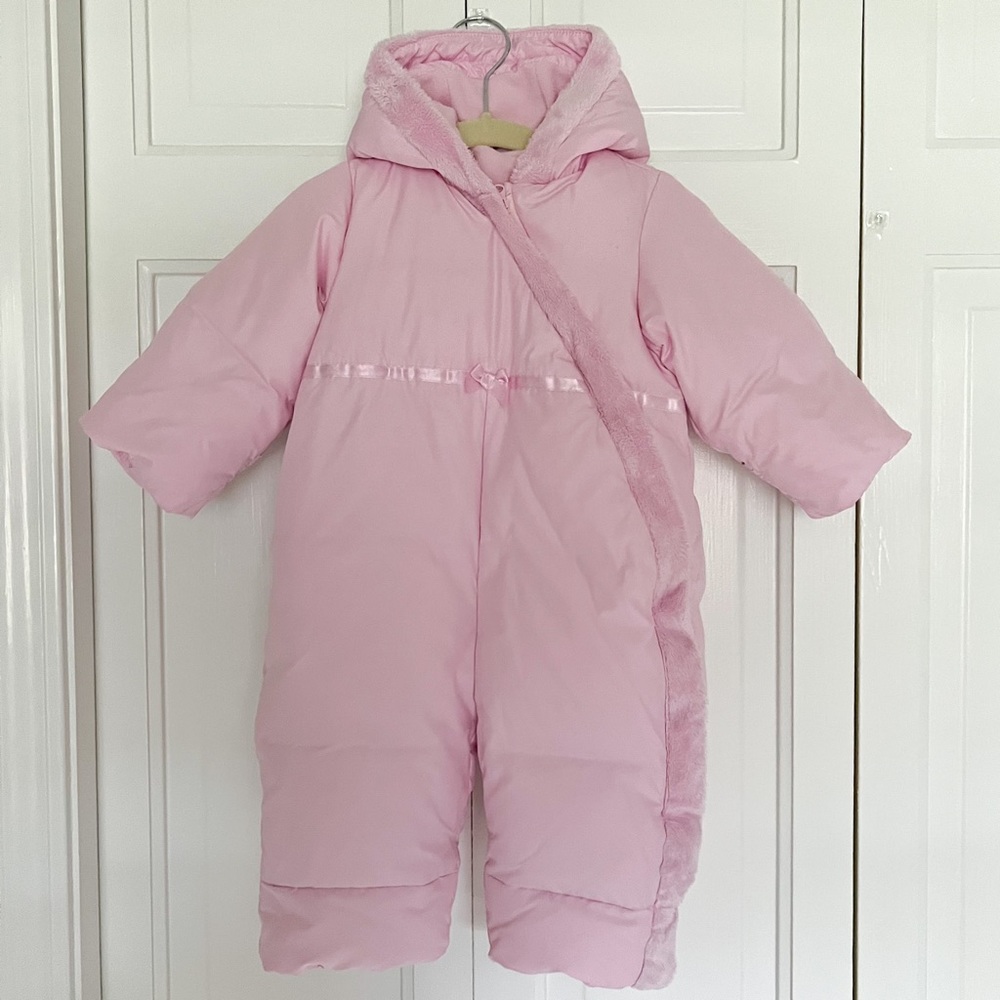 3-6 Month Baby Gap Light Pink Fleece Lined Puffer Winter Snowsuit